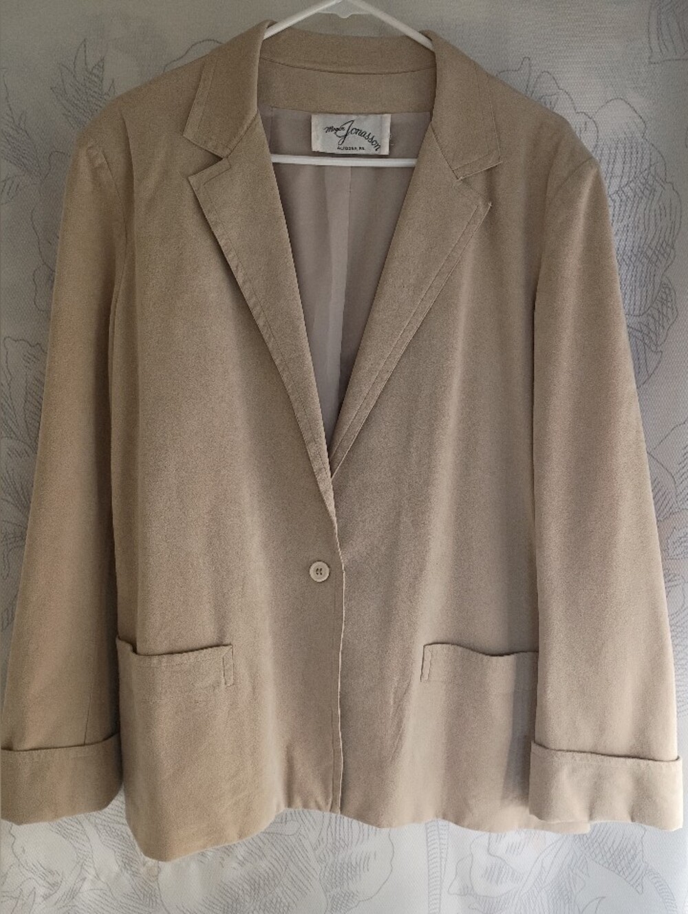 Meyer Jonasson Vintage Luxury Upscale Light Tan Women's Blazer Jacket Size 14